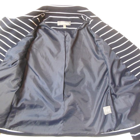 BAGATELLE Navy Blue & White Stripe Moto Jacket - Picture 4 of 8